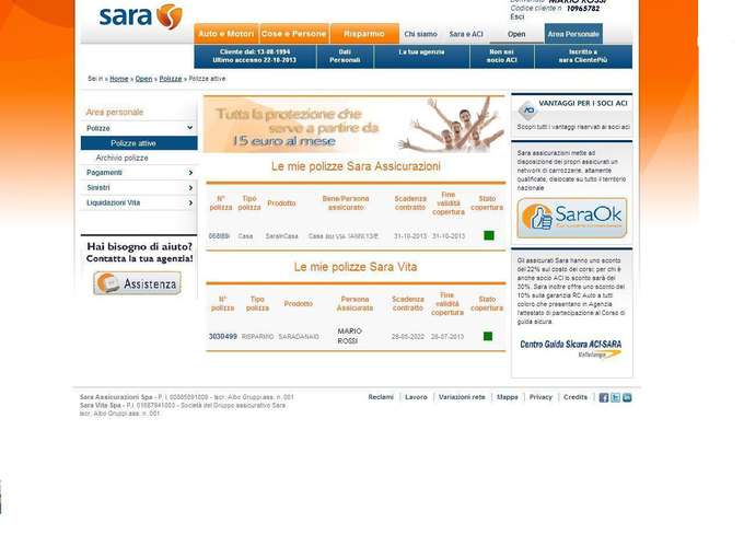 On line su sara.it la home insurance di Sara