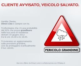 Direct Line avvisa i clienti in caso di rischio grandine